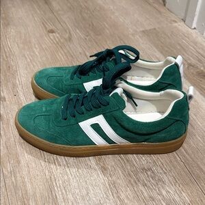 Emerald Green Women's Sneakers with White Accents